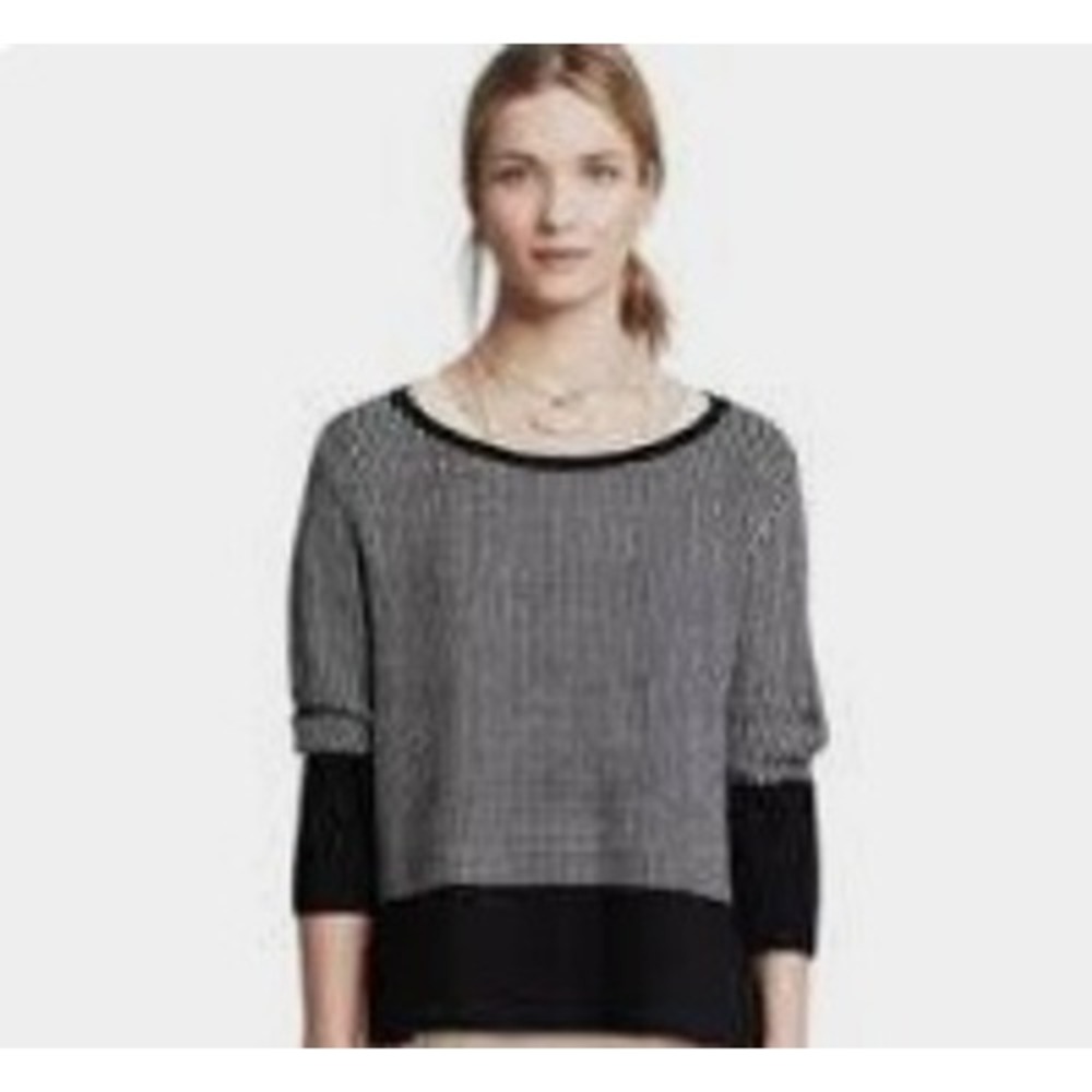Banana Republic Sweater Merino Wool Pullover Crop Ribbed Textured Boxy Casual M